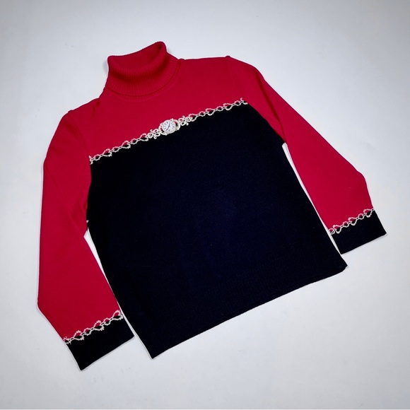 ST. John Sport By Marie Gray wool blend holiday turtleneck knit top swea… - Picture 5 of 12